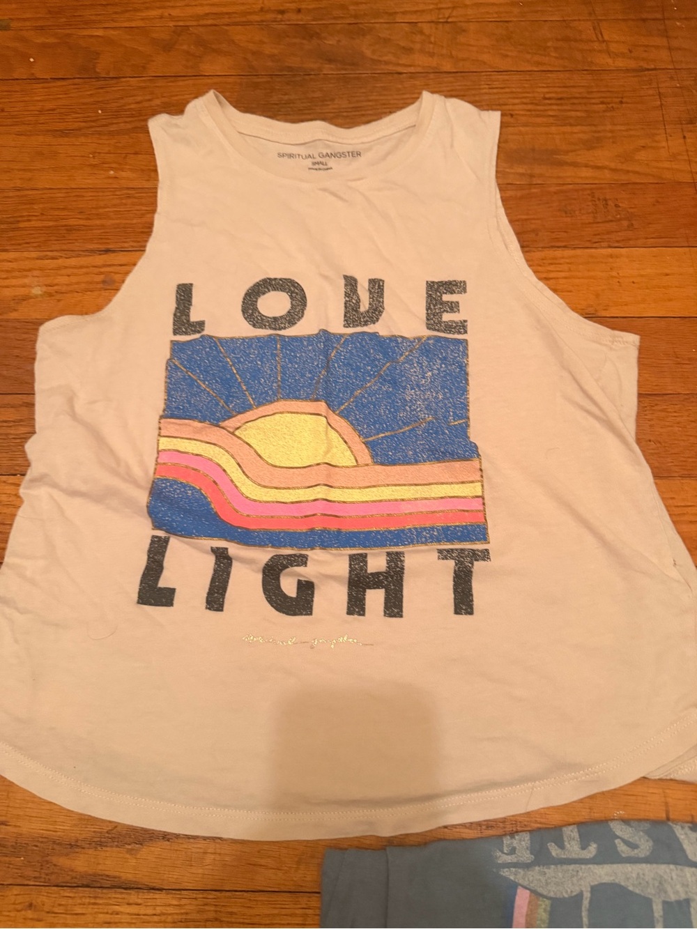 Spiritual Gangster Cream Tank with Colorful 'Love Light' Graphic